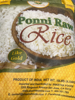 Shastha Foods Ponni Raw Rice 10 Lb